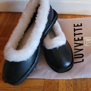 Luvvette Odette Ballet Flats Black Suede Size 9 – Modern French Style